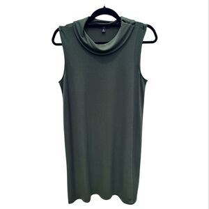 Banana Republic Sleeveless Shift Dress Olive Green Women Size Medium Cowl Neck
